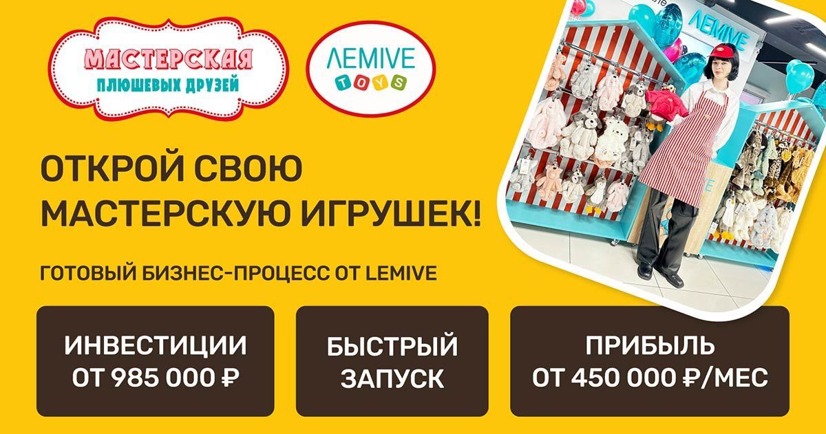 Франшиза магазина детских товаров «Мастерская плюшевых друзей» LEMIVE Toys