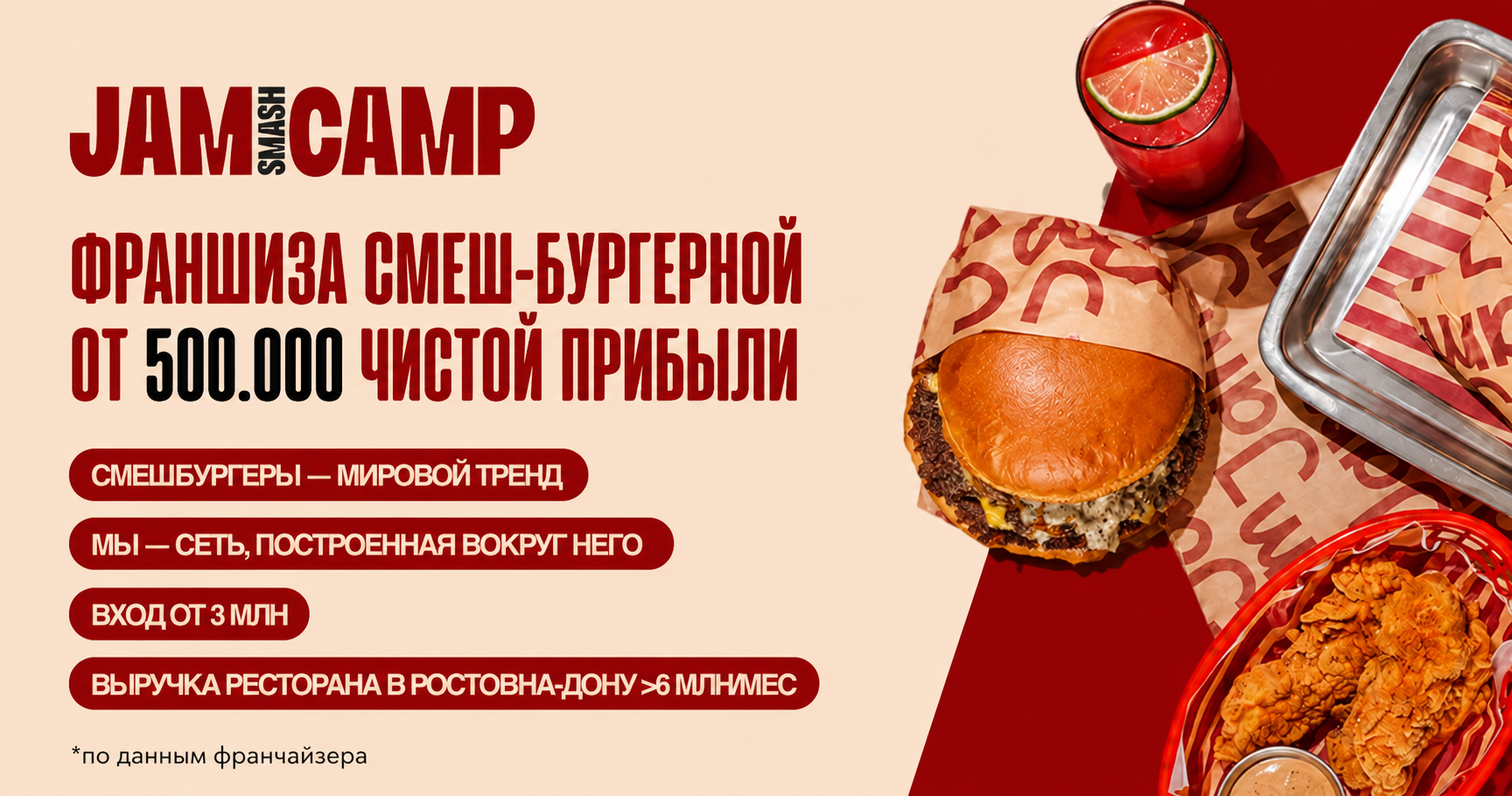 Франшиза Jam Smash Camp — сеть ресторанов быстрого питания