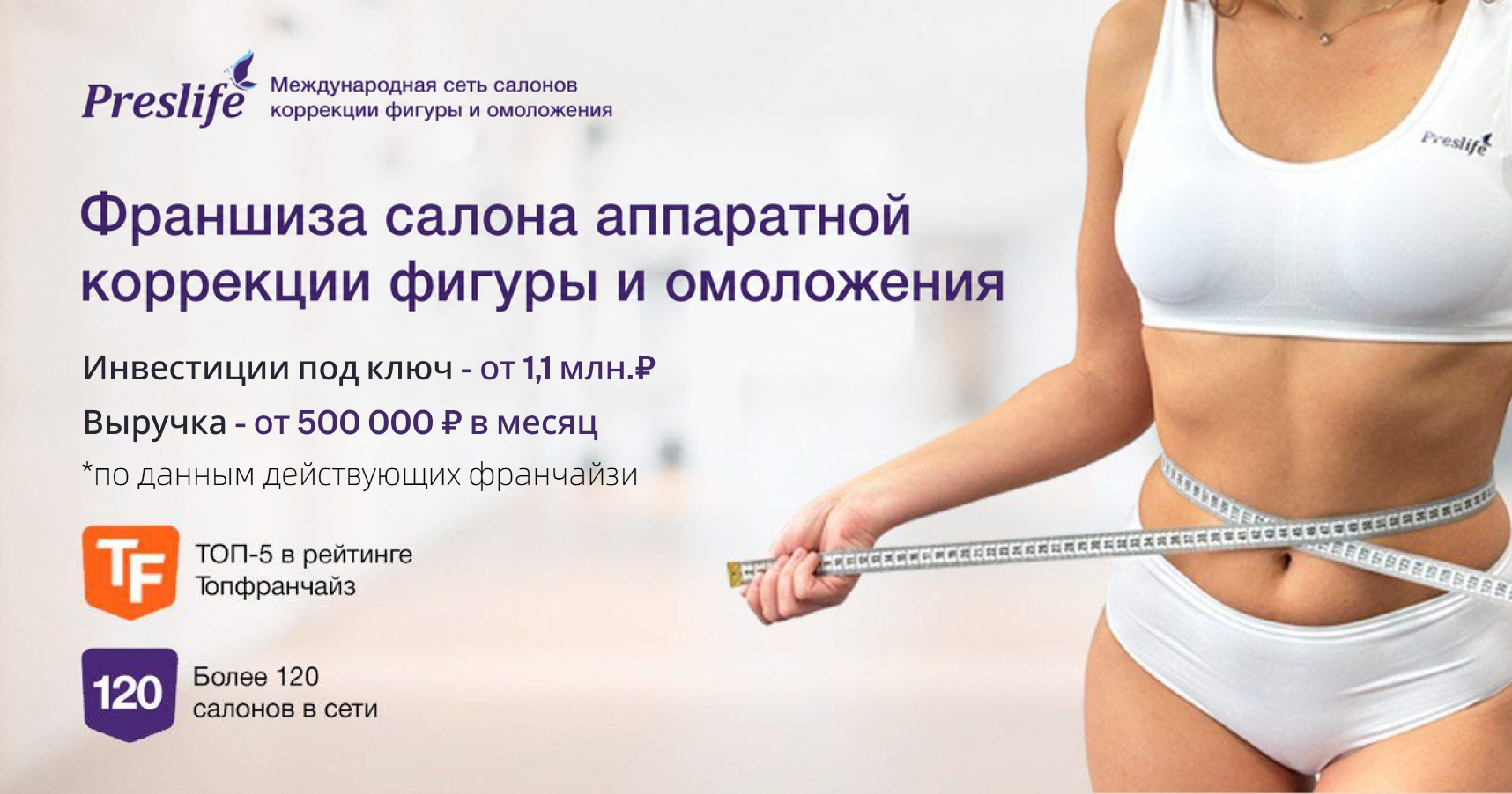 Франшиза Preslife — международная сеть салонов коррекции фигуры и омоложения