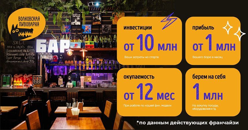 Франшиза «Волковская пивоварня» — бар