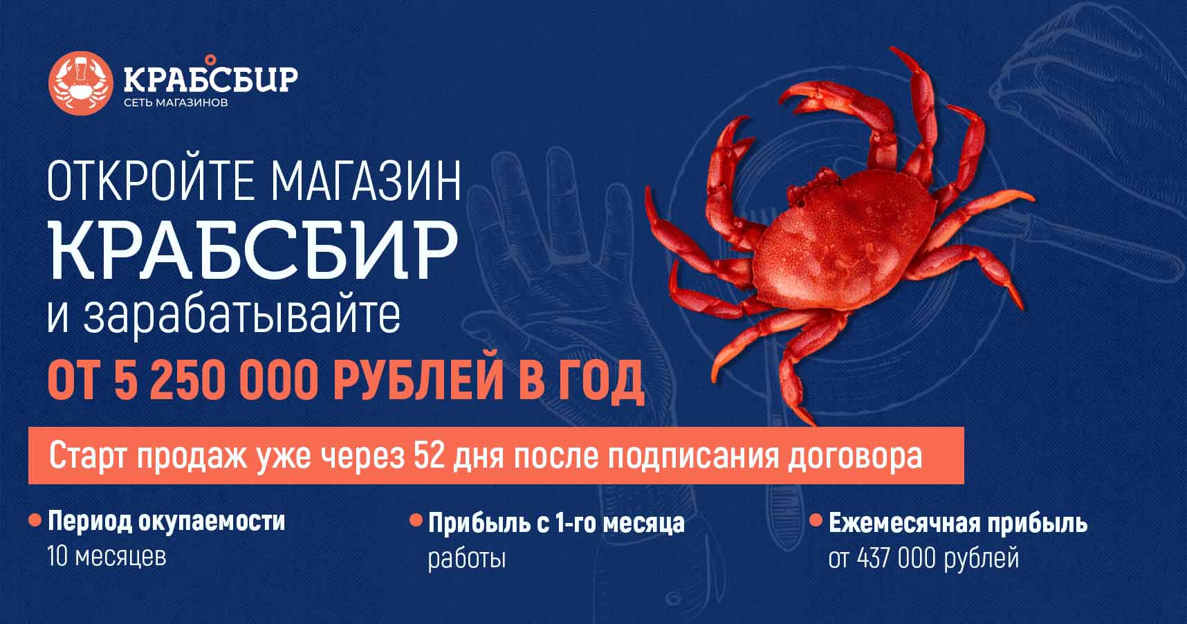 Франшиза «КРАБСБИР» — магазин разливных напитков и морепродуктов