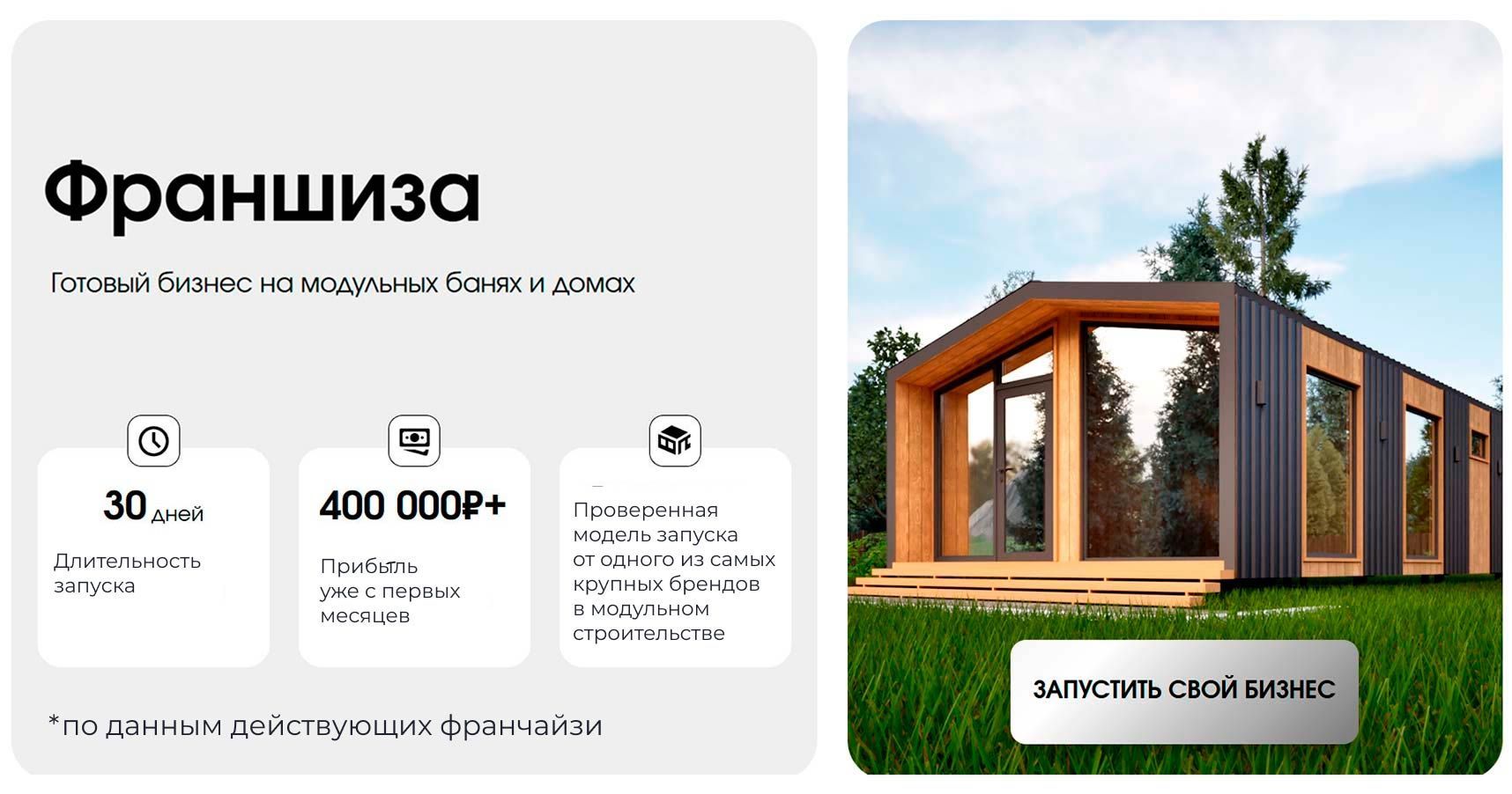Франшиза Woodnext — производство модульных домов и бань