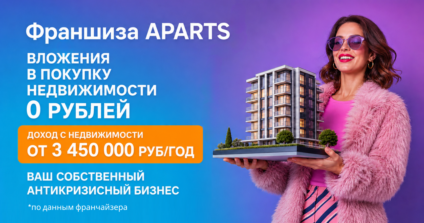 Без опыта, покупки недвижимости и сложного управления — развивайте бизнес на посуточной аренде квартир <a href="#form">с доходом от 287 000 ₽ в месяц</a>