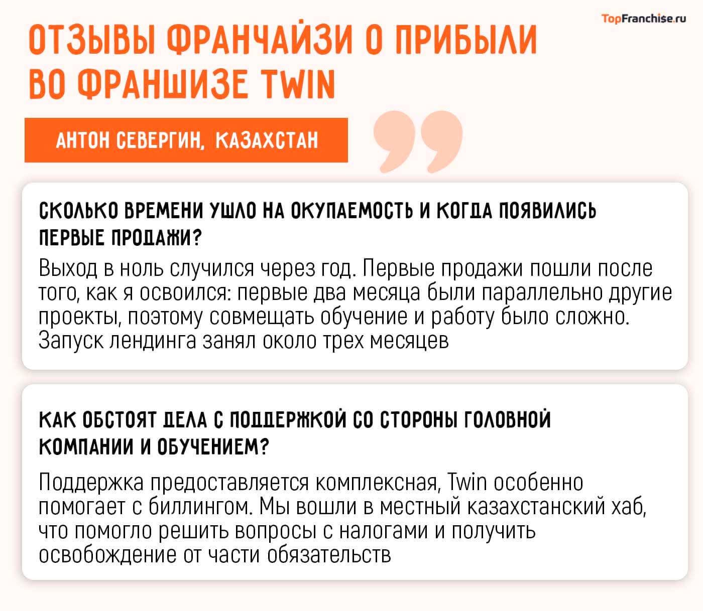 Отзывы о франшизе Twin