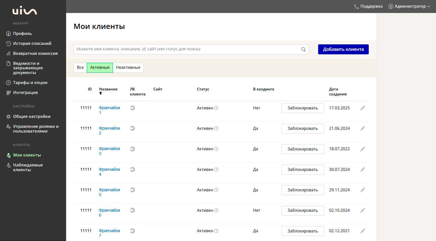 UIS — единый поставщик услуг для франчайзингового бизнеса: управляющих компаний и франчайзи