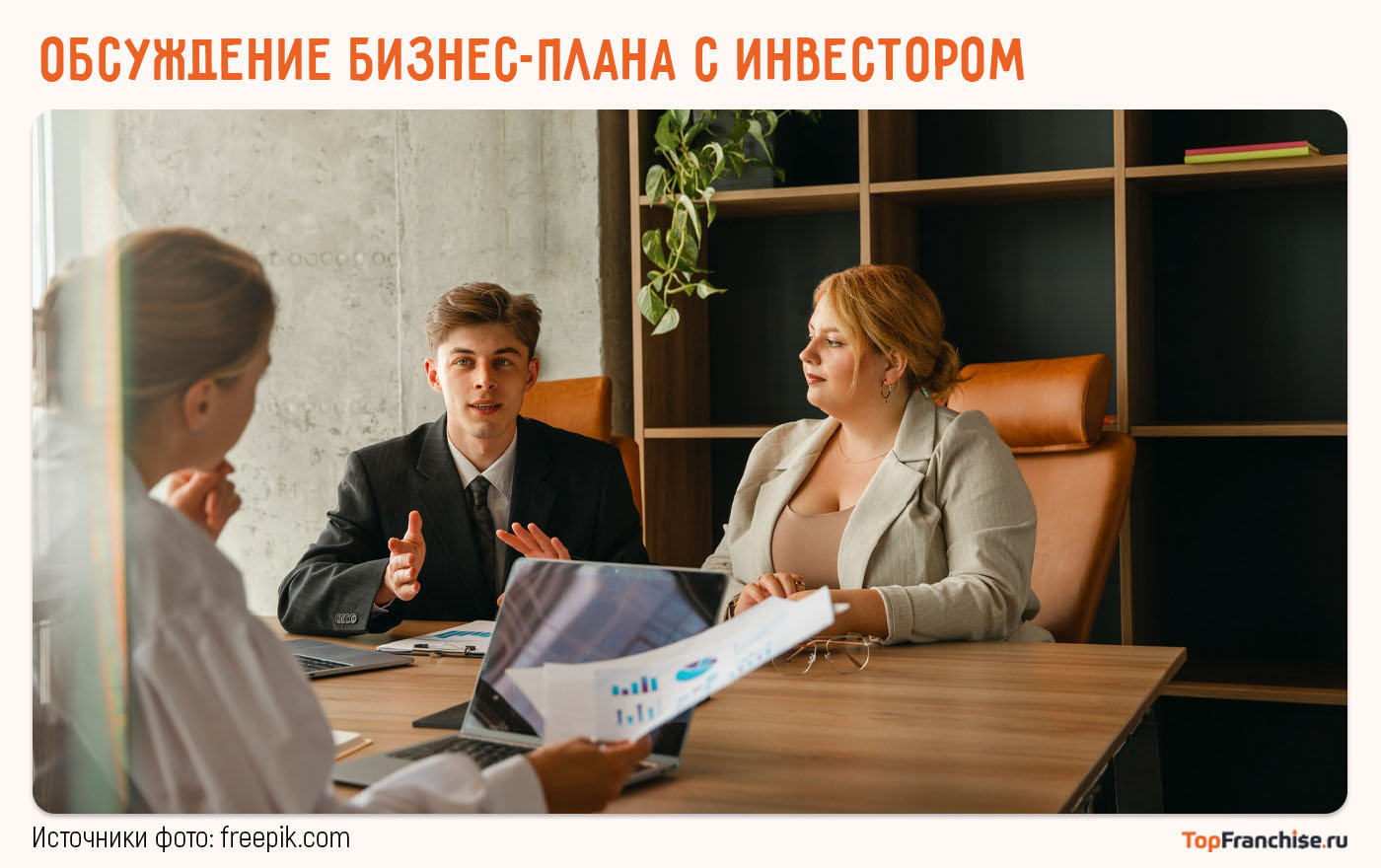 Обсуждение бизнес-плана с инвестором или банком для получения стартового капитала