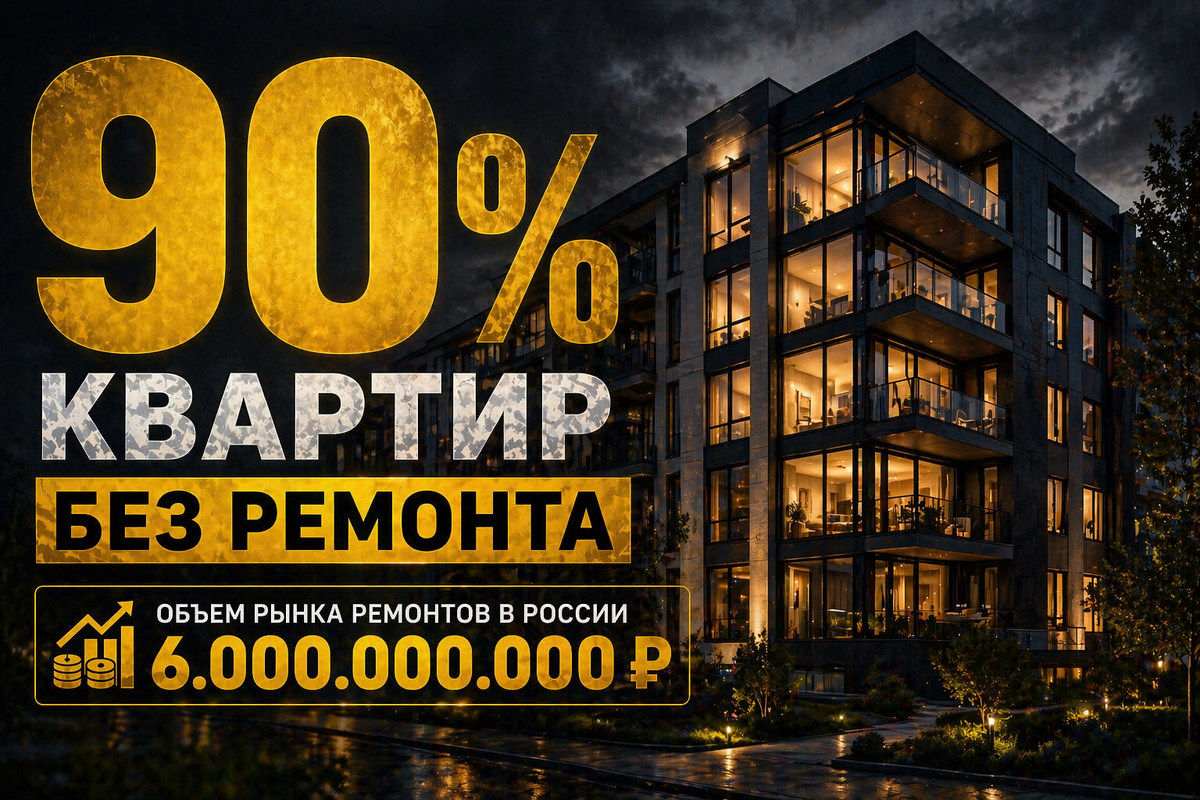 В России ежегодно сдают более 100 млн м² жилья. 90% — без ремонта