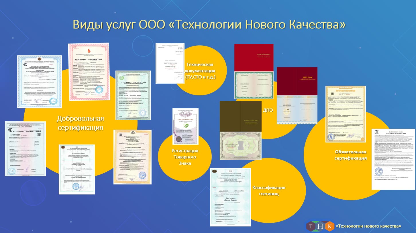 Франшиза ТНК — услуги в сфере сертифицирования и декларирования товаров, продукции и услуг