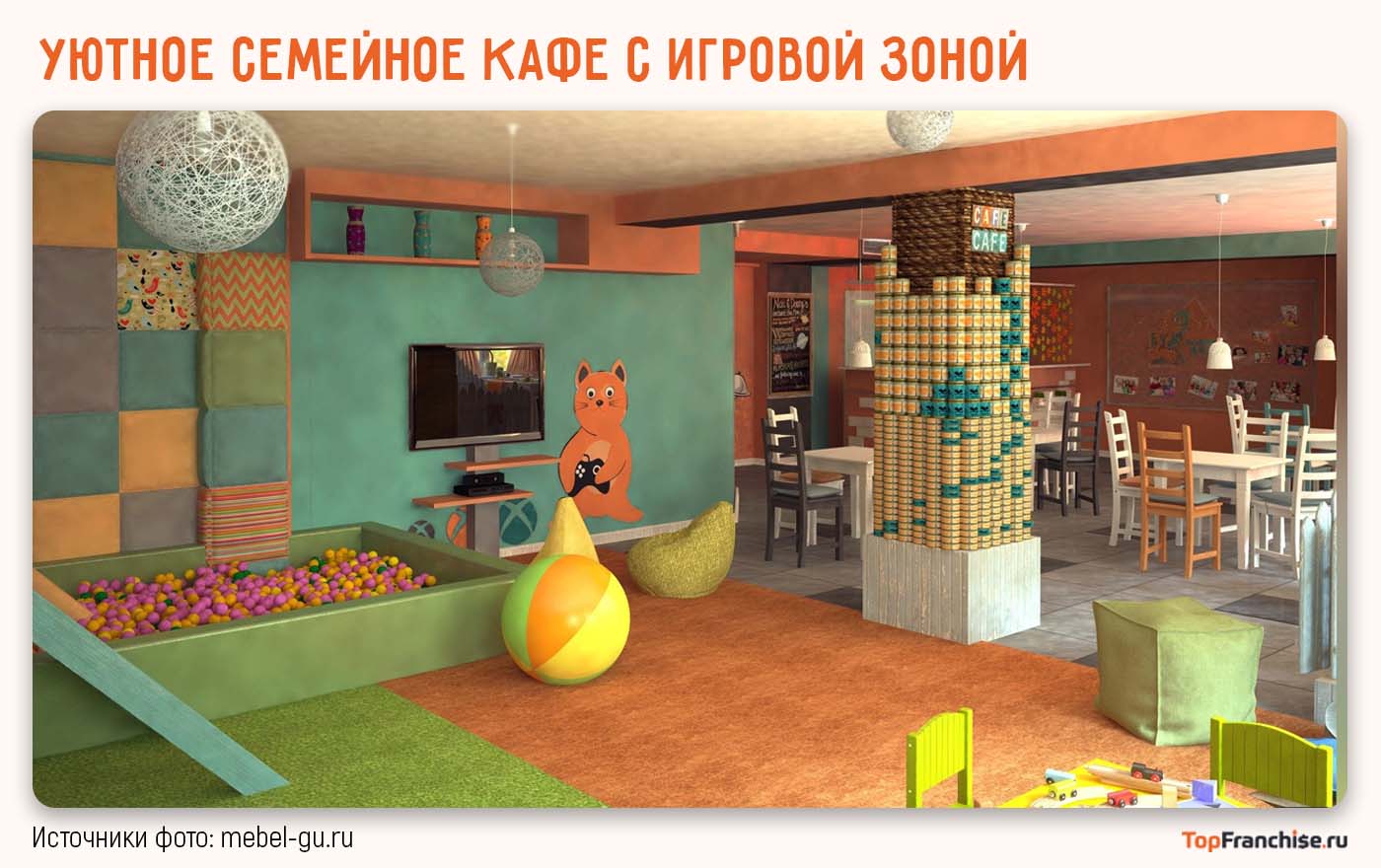 Уютное семейное кафе с игровой зоной для детей