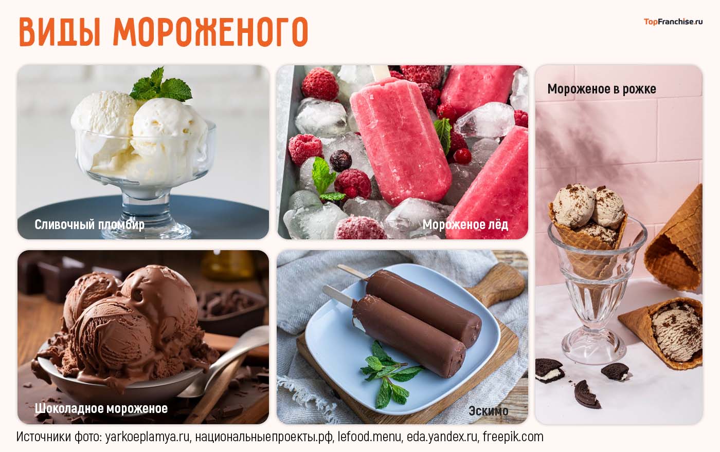 Виды мороженого