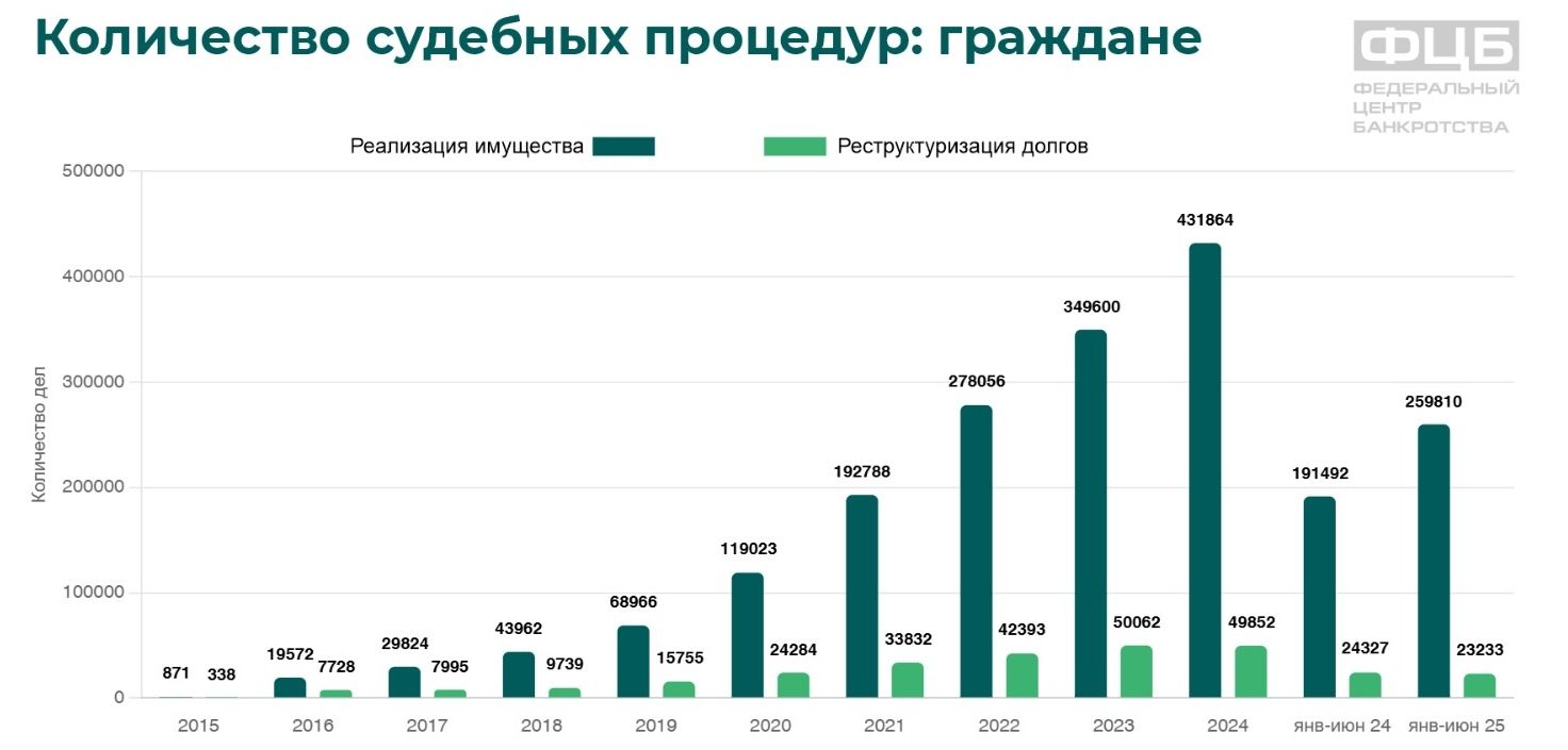 Статистика банкротства физических лиц по итогам 2024 года