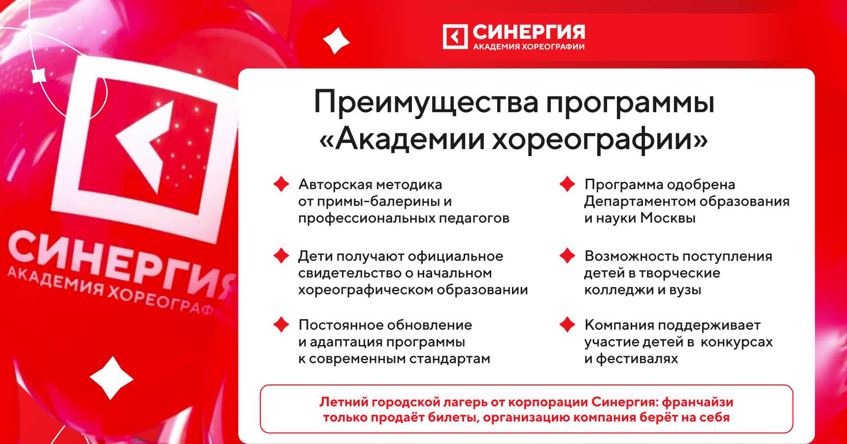 Франшиза Академии хореографии «Синергия»