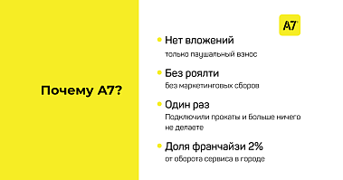Франшиза федерального сервиса аренды транспорта A7 RENT
